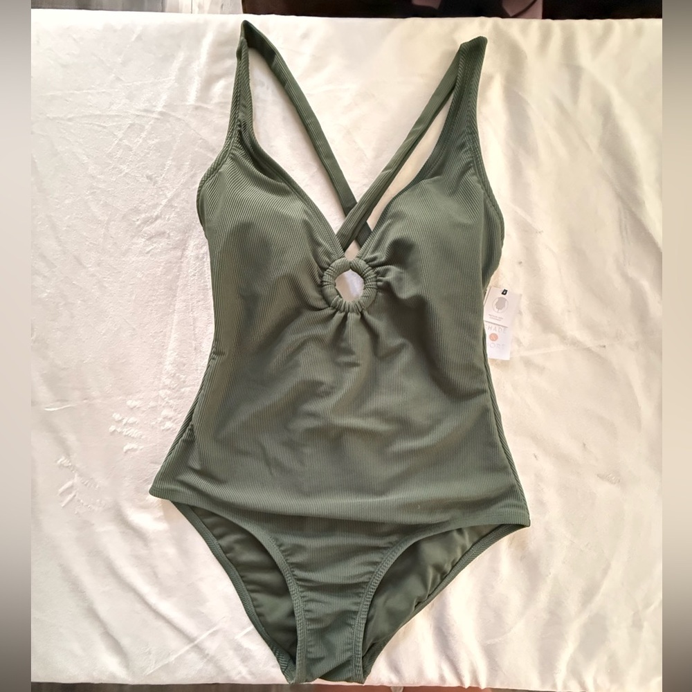 Shade & Shore Olive Ribbed swimsuit